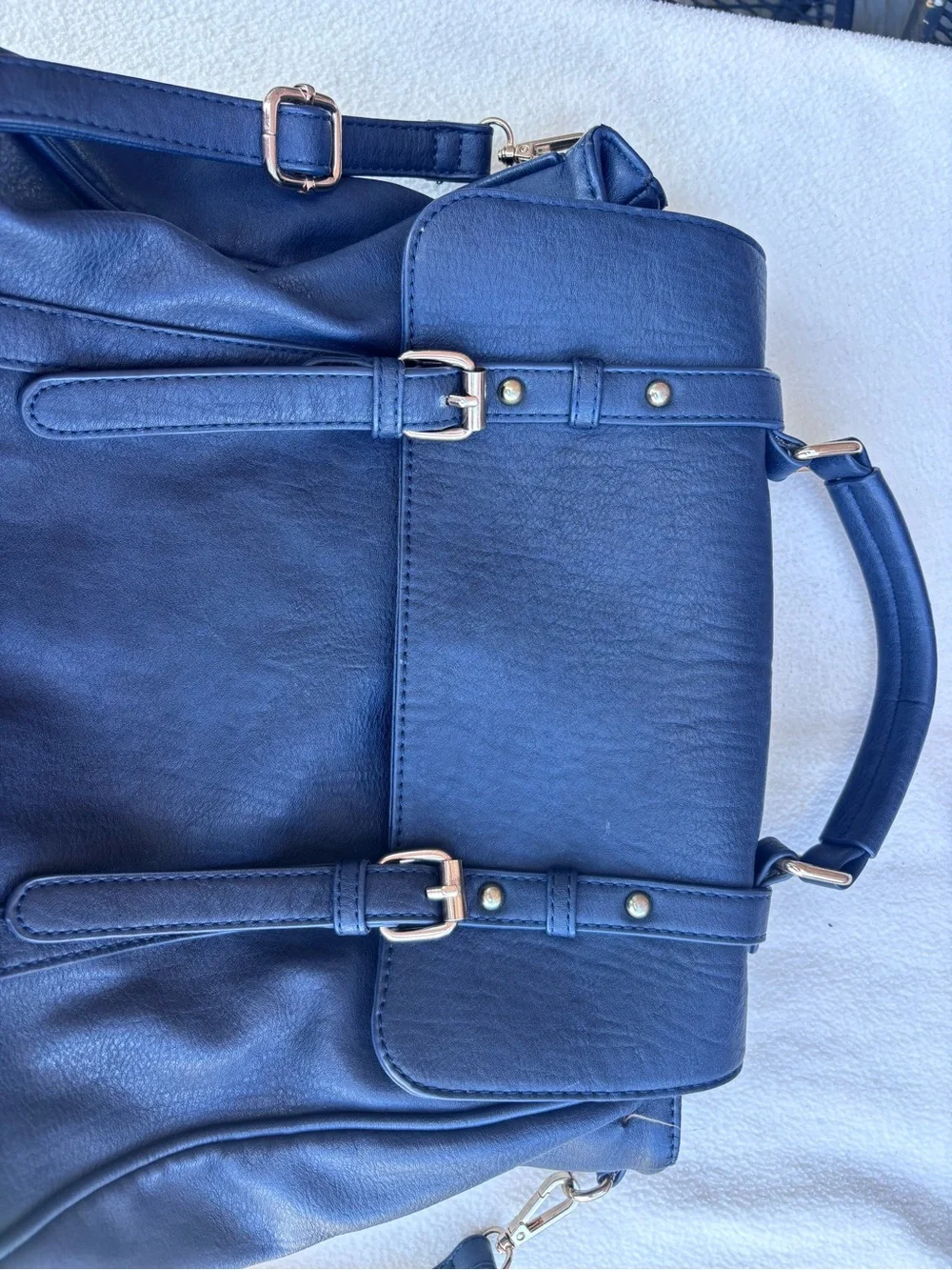 MMS Design Studio Navy Blue Convertible Vegan Leather Backpack Tote